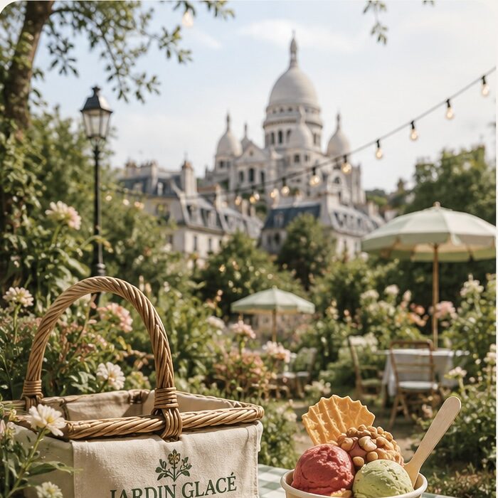 jardin avec table où manger une glace artisanale