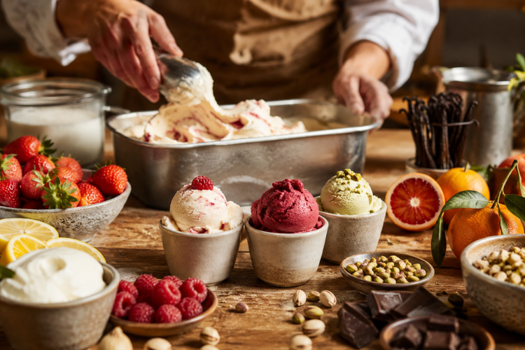 Jardin glacé avec ses glaces artisanales et ses fruits de saisons